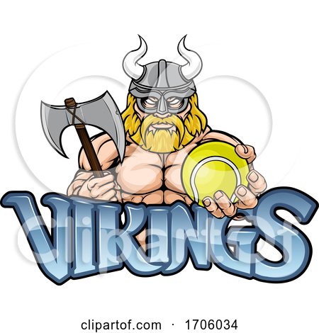 Viking Tennis Sports Mascot by AtStockIllustration