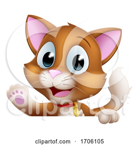 Cat Cartoon Pet Kitten Cute Animal Character Sign by AtStockIllustration