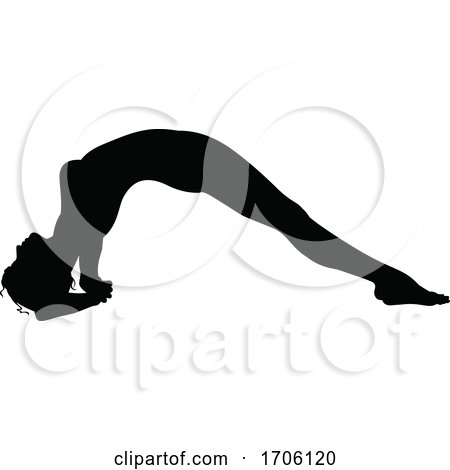 Yoga Pilates Pose Woman Silhouette by AtStockIllustration