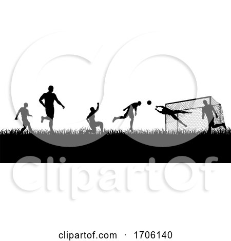 Soccer Football Players Silhouette Match Scene by AtStockIllustration