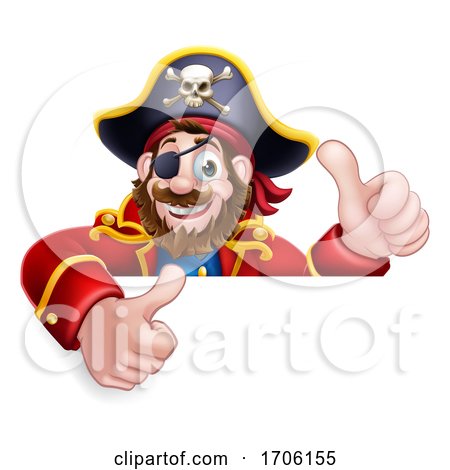 Pirate Captain Cartoon Peeking Background Sign by AtStockIllustration