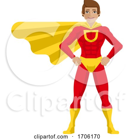 Super Hero Man Cartoon by AtStockIllustration