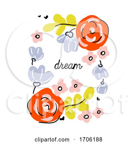 Vector Illustration in Simple Naive Style of Abstract Floral Design with Cute Flowers by elena