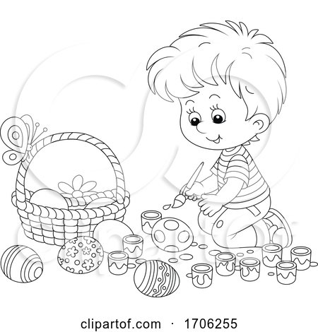 Boy Painting Easter Eggs by Alex Bannykh