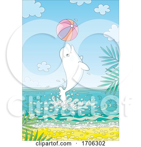 Beluga Whale with a Beach Ball by Alex Bannykh