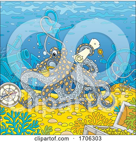 Octopus with Sunken Items by Alex Bannykh