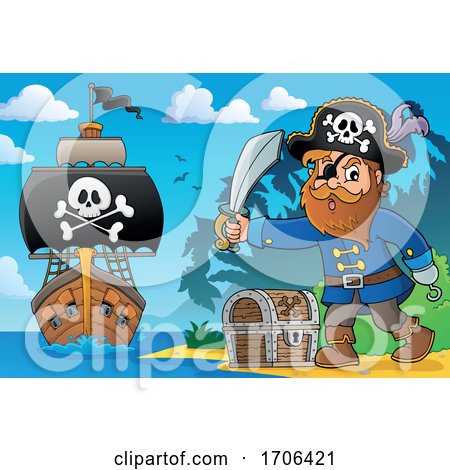 Pirate Captain Holding a Sword on a Beach by visekart