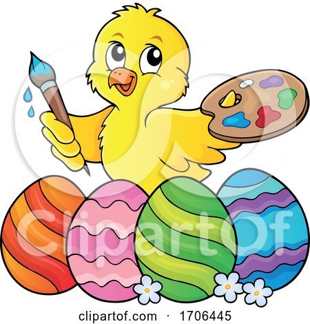 Easter Chick Painting Eggs by visekart