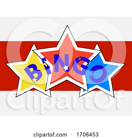 Bingo Decorative Text on Stars over Red Panel by elaineitalia