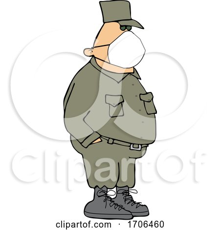 Cartoon Army Man Wearing a Covid Face Mask by djart