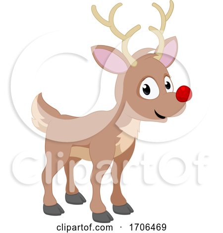 Reindeer Christmas Cartoon Santa Deer by AtStockIllustration