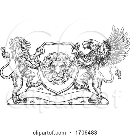 Coat of Arms Crest Griffin Lion Family Shield Seal by AtStockIllustration