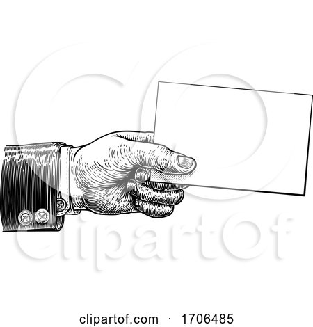 Hand Holding Business Card Flyer Note Frame Sign by AtStockIllustration