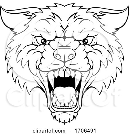 Wolf or Werewolf Monster Scary Dog Angry Mascot by AtStockIllustration