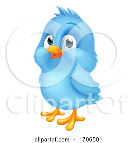 Blue Bluebird Baby Bird Cartoon Mascot by AtStockIllustration