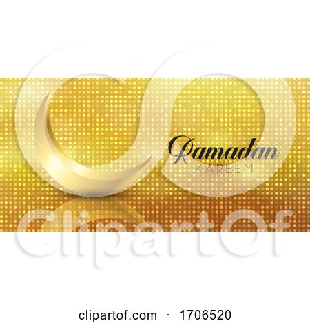 Ramadan Kareem Banner with Gold Crescent by KJ Pargeter