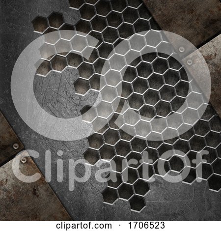 3D Grunge Texture Background with Various Metal Designs by KJ Pargeter