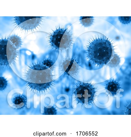 3D Virus Cells on a Defocussed Medical Background by KJ Pargeter