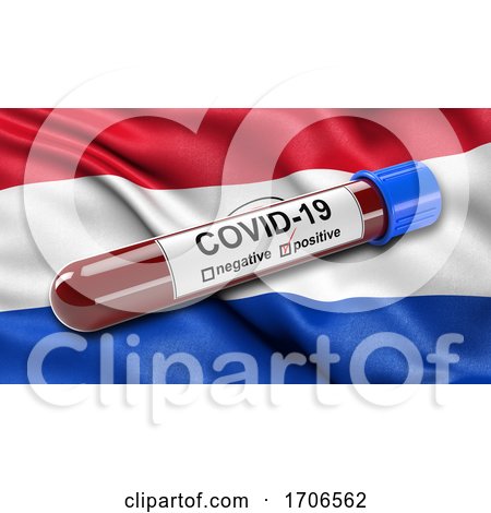 Flag of Paraguay Waving in the Wind with a Positive Covid 19 Blood Test Tube by stockillustrations
