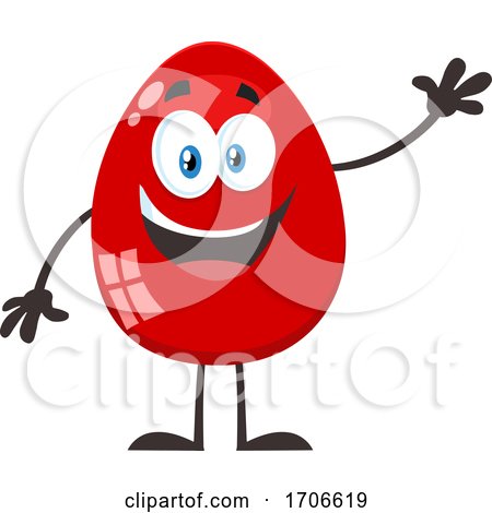 Red Easter Egg Mascot Waving by Hit Toon