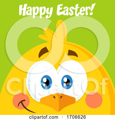 Yellow Chick with Happy Easter Text by Hit Toon