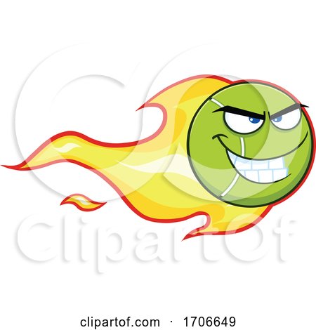 Flaming Tough Tennis Ball Mascot by Hit Toon