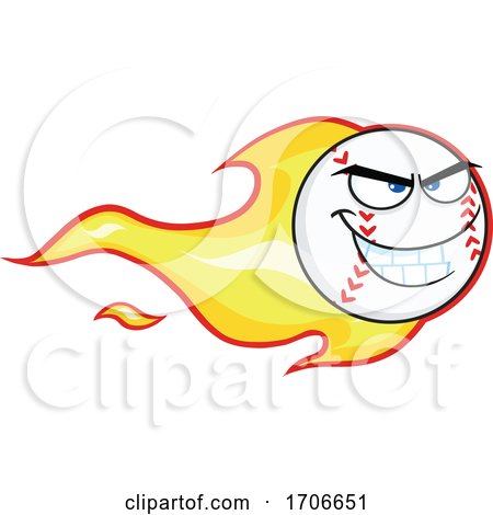 Flaming Tough Baseball Mascot by Hit Toon