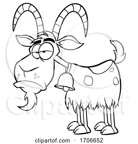 Cartoon Black and White Grumpy Goat by Hit Toon