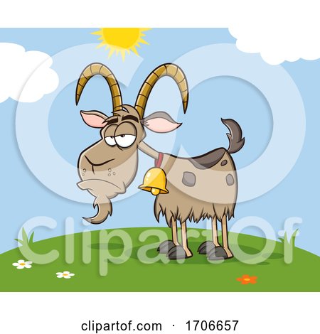 Cartoon Grumpy Goat on a Sunny Day by Hit Toon