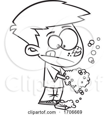 Cartoon Boy Washing His Hands Really Good by toonaday