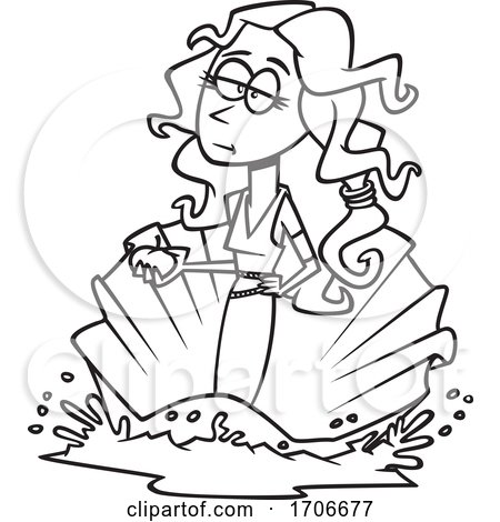 Cartoon Aphrodite in a Shell by toonaday
