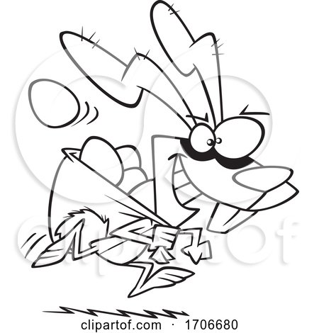 Cartoon Easter Bunny Bandit Stealing Eggs by toonaday