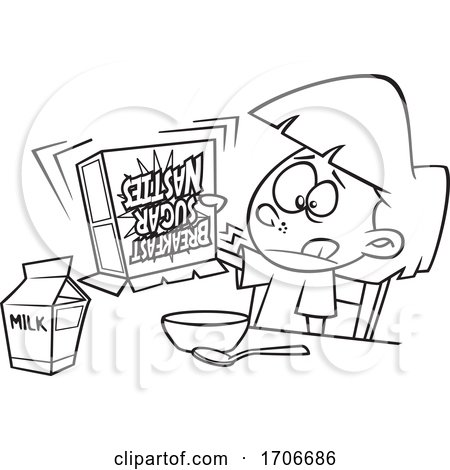 Cartoon Girl Shaking an Empty Box of Cereal by toonaday