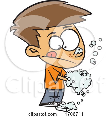 Cartoon Boy Washing His Hands Really Good by toonaday