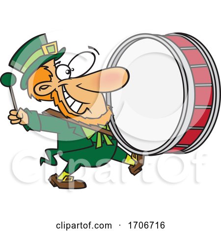 Cartoon Leprechaun Playing a Marching Drum by toonaday