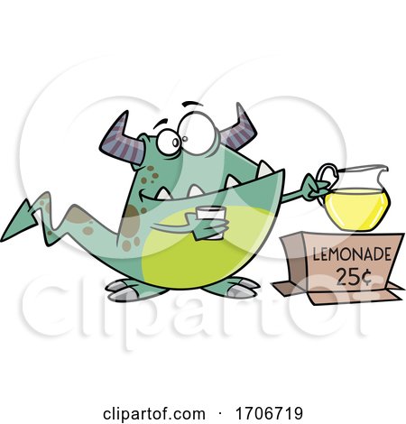 Cartoon Monster Selling Lemonade by toonaday