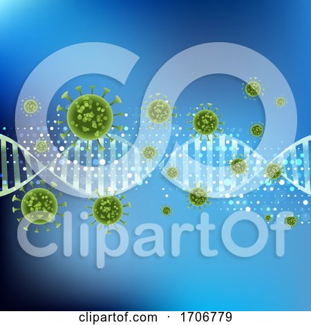 Medical Background with Abstract Virus Cells on DNA Strand by KJ Pargeter