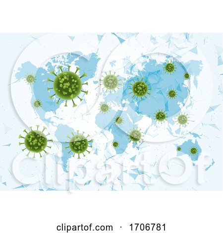 Medical Background with Virus Cells on a World Map by KJ Pargeter