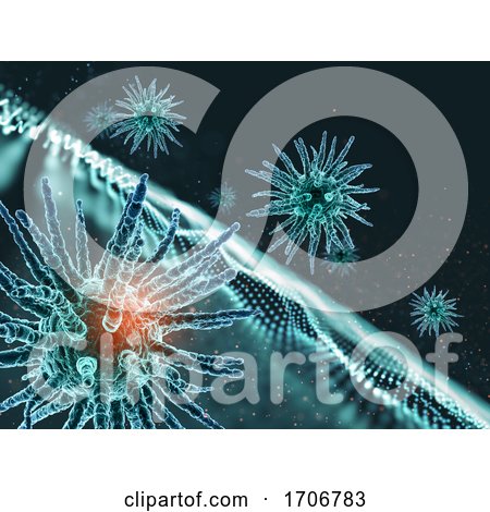 3D Medical Background with Abstract Particle Design and Virus Cells by KJ Pargeter