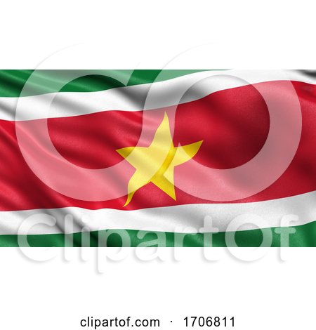 3D Illustration of the Flag of Suriname Waving in the Wind by stockillustrations