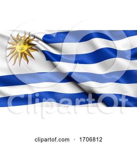 3D Illustration of the Flag of Uruguay Waving in the Wind by stockillustrations