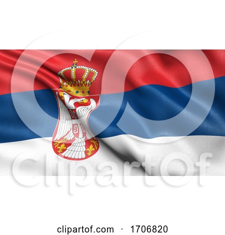 3D Illustration of the Flag of Serbia Waving in the Wind by stockillustrations