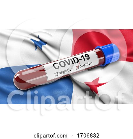 Flag of Panama Waving in the Wind with a Positive Covid 19 Blood Test Tube  by stockillustrations