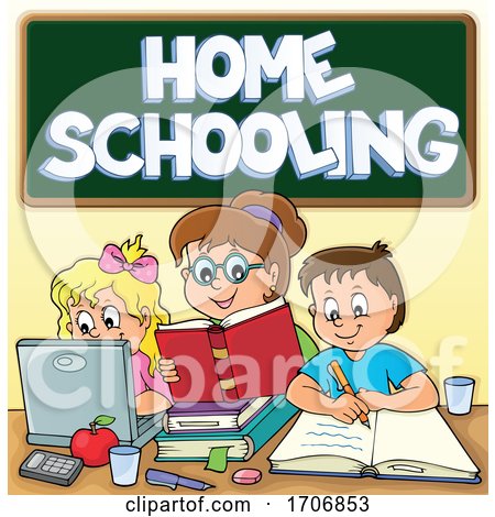 Mother Home Schooling Her Children by visekart