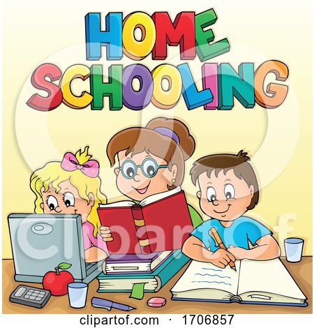 Mother Home Schooling Her Children by visekart