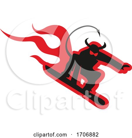 Black and Red Snowboarding Devil by Domenico Condello