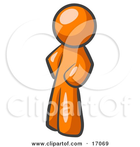 Orange Man Standing With His Hands on His Hips Clipart Illustration by Leo Blanchette