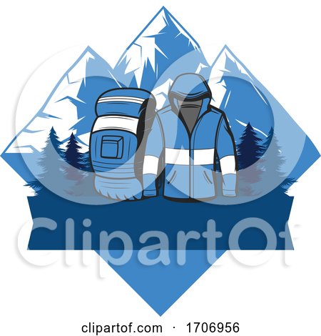 Hiking Gear and Mountains Logo by Vector Tradition SM