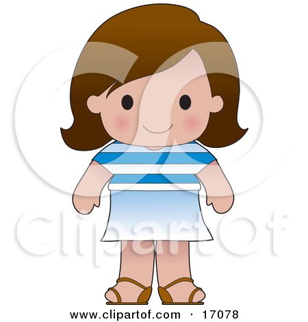 Cute Greek Girl Wearing A Flag Of Greece Shirt Clipart Illustration by Maria Bell