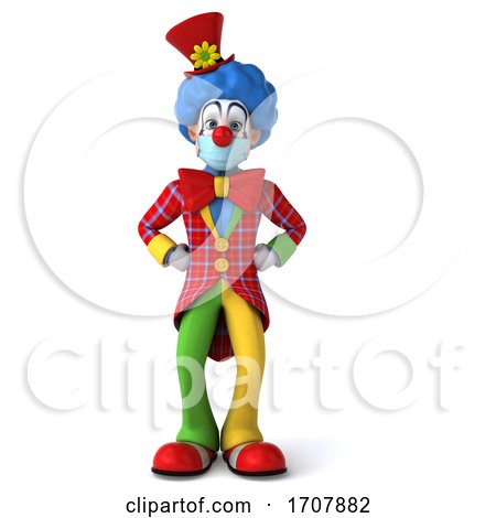 3d Clown Wearing a Face Mask, on a White Background by Julos